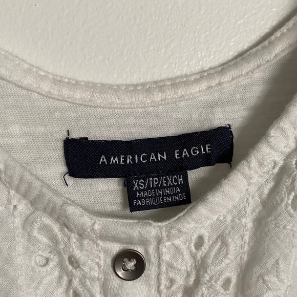 NWOT AE Lace Overlay Button Down Blouse - Picture 5 of 5